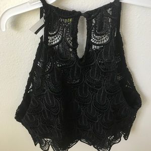 Black lace crop top
